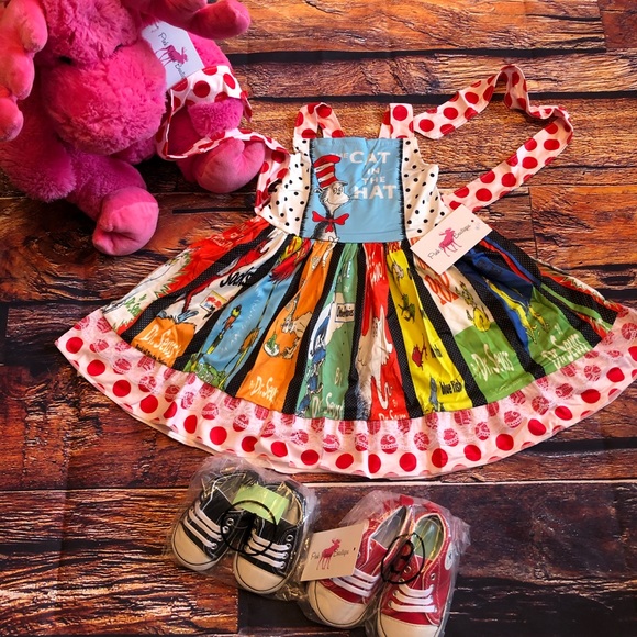 Dr Seuss Girls Boutique Twirl Dress Cat in The Hat